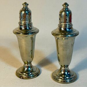 Empire Pewter weighted glass lined salt pepper shakers vintage elegant tableware